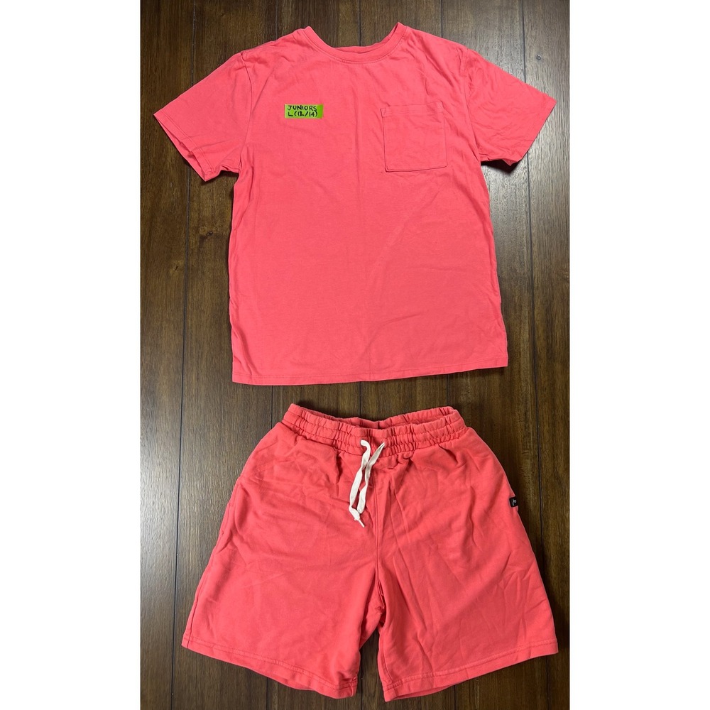 Art Class Juniors Coral Pink 2 Piece T-Shirt and Shorts Set Size L 12/14